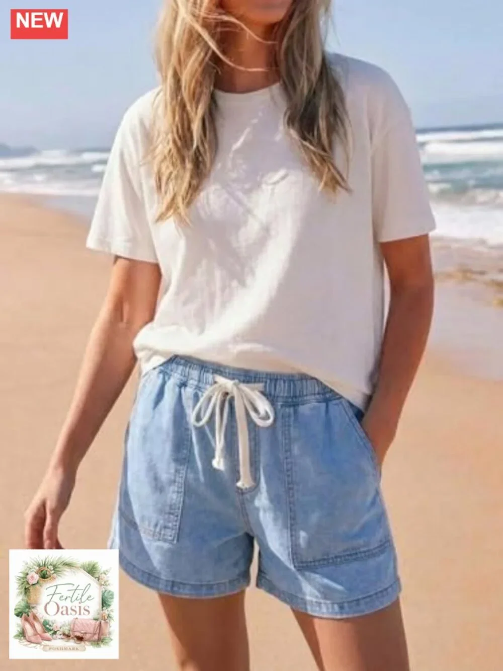 Baggy High Waisted Jean Shorts Summer Wide Leg Jorts Drawstring Denim
